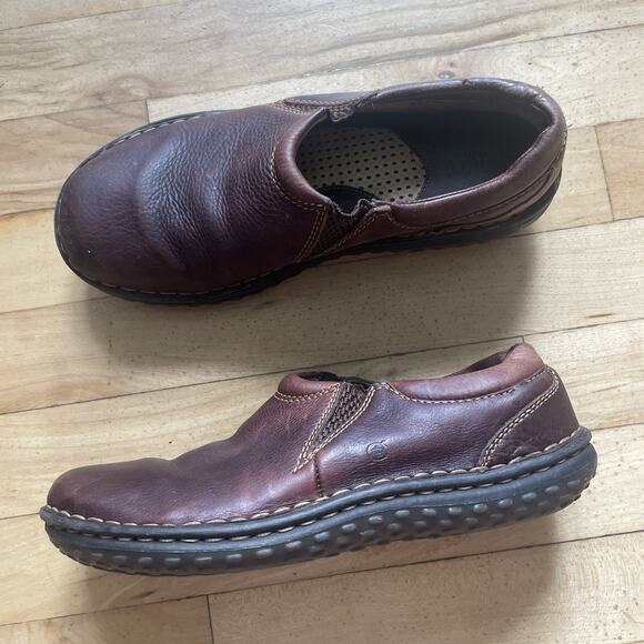 Born Shoes Womens 8.5 M Slip On Clogs Burgundy Brown Leather Comfort‎ Low Top - Picture 2 of 13